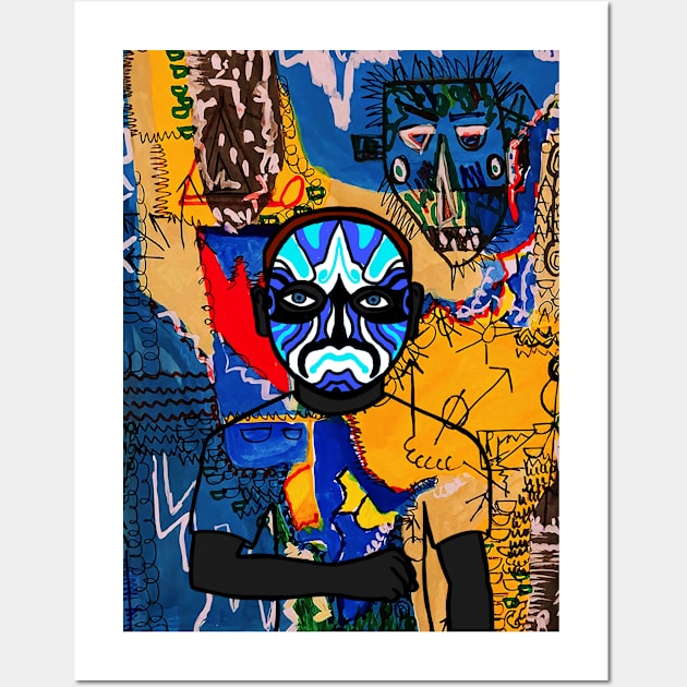 Urban-Chic Digital Collectible - Character with MaleMask, ChineseEye Color, and BlueSkin on TeePublic Wall Art by Hashed Art